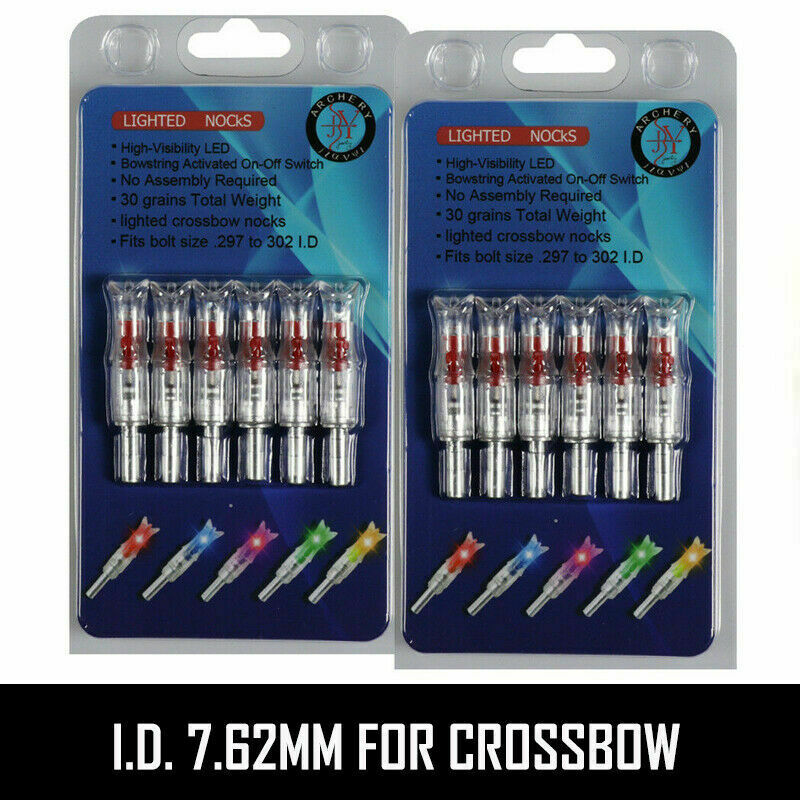 2 Packs (6pcs/pack) Red Lighted Nock New Long Time I.d. 7.62mm For Crossbow