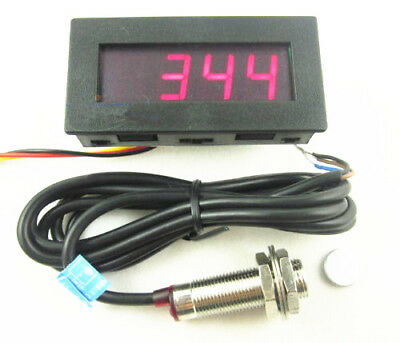 Digital Red Led Tachometer Rpm Speed Meter + Hall Proximity Switch Sensor Npn