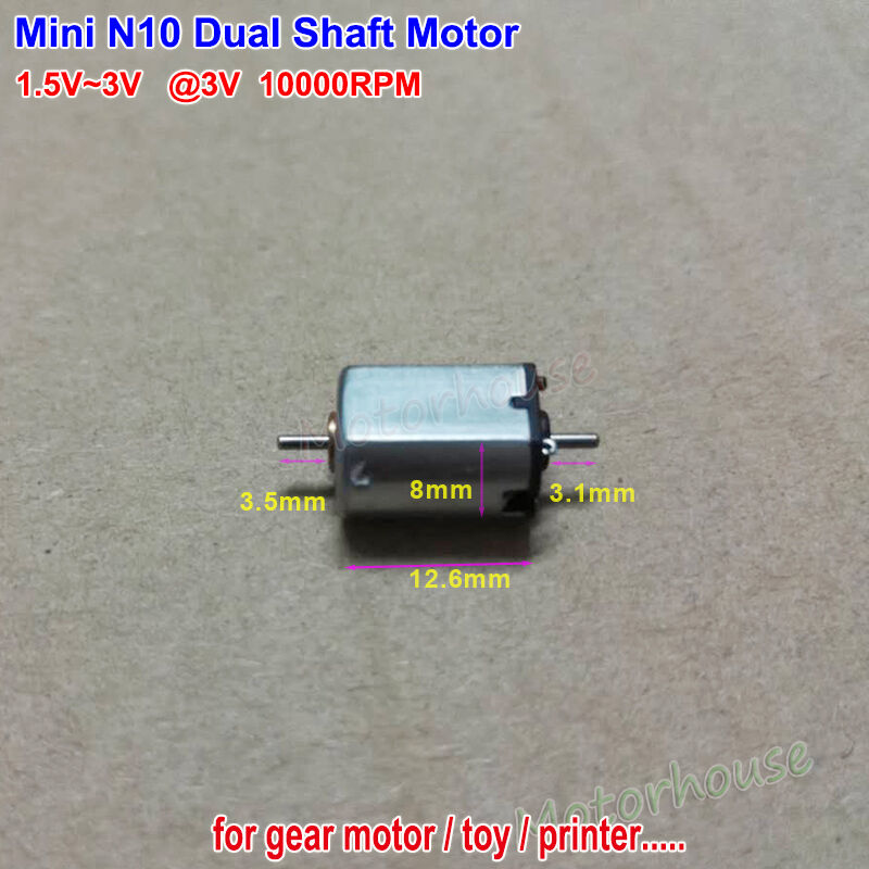 Mini N10 Dual Shaft Motor Dc 1.5v-3v 10000rpm 10mm Diameter Diy Hobby Toy Model