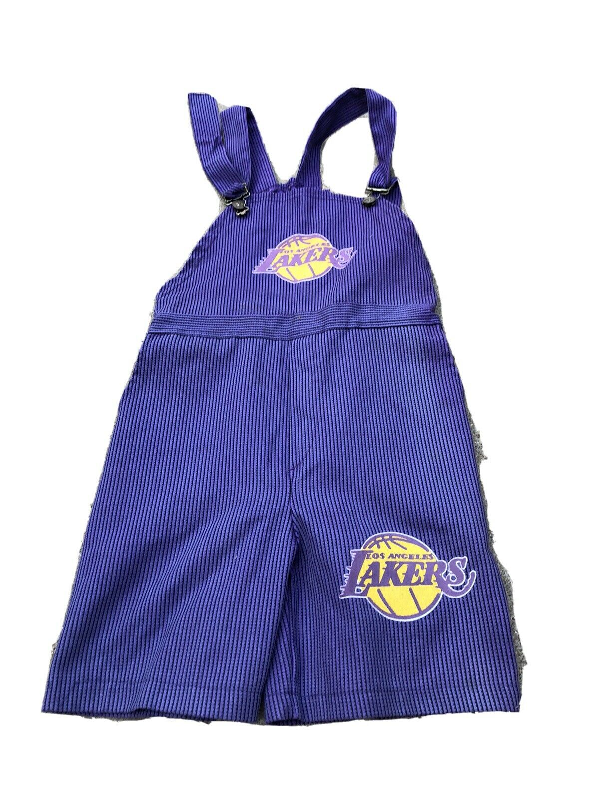 Vintage 80’s 90’s La Lakers Purple Stripe Overalls Shortalls Youth Xl