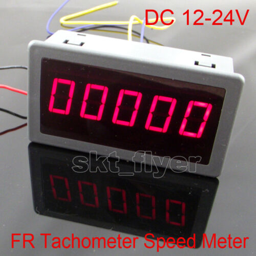 Digital Red Led Frequency Tachometer Rotate Speed Meter Dc12-24v Car 79*43mm
