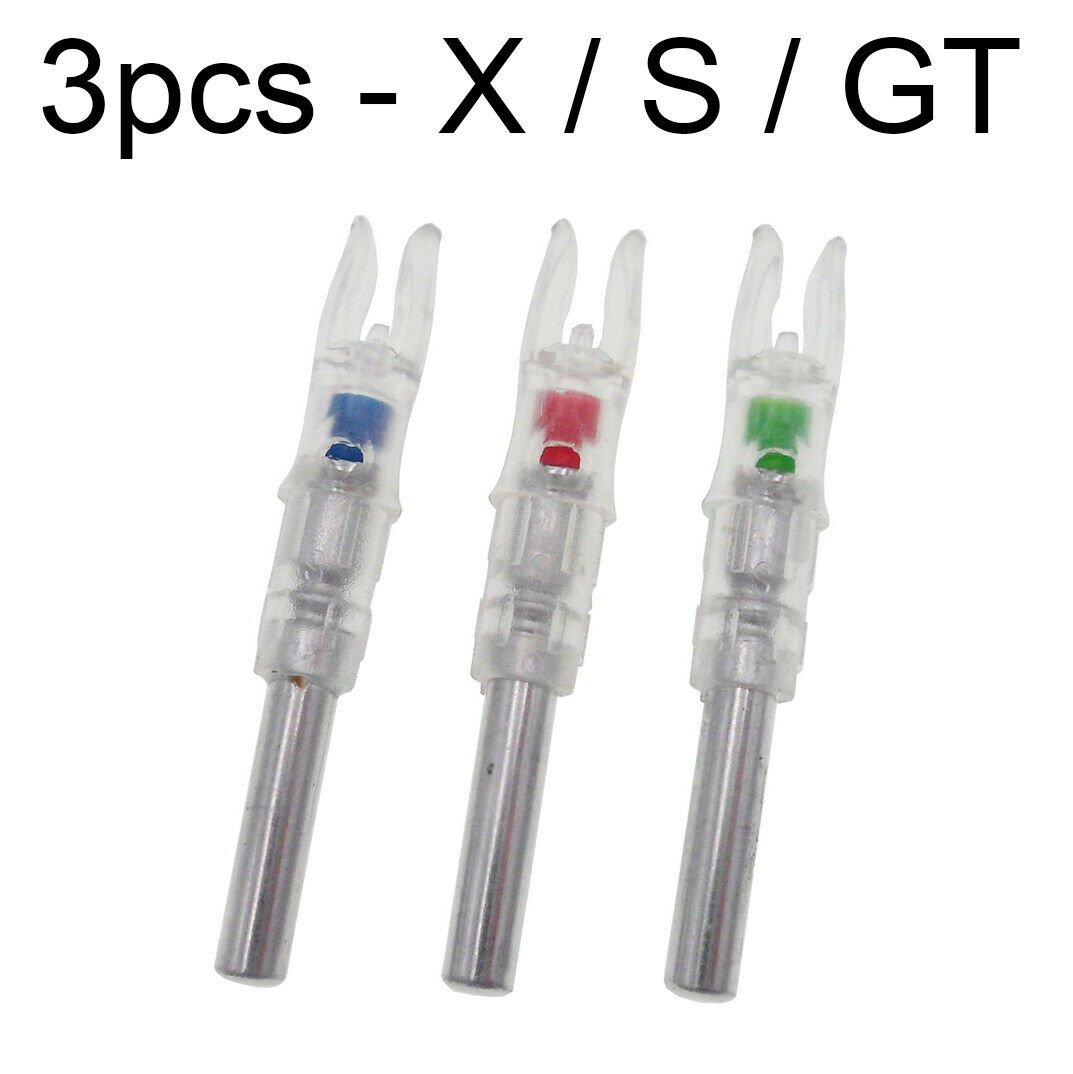 3pcs 0.209" 0.244"-0.246" 0.248" X/s/gt Led Lighted Nocks Bowstring Activated