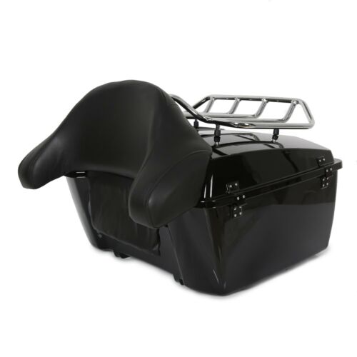 Black King Pack Trunk W/ Luggage Rack For Harley Tour Pak Road King Glide 97-13