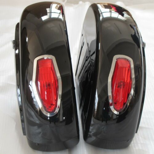 Black Saddle Bag W/ Tail Light For Honda Shadow 600 750 Vlx Valkyrie Vt F Vtx Ln
